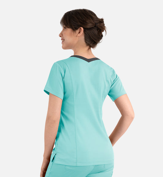 Women Maevn Matrix Contrast Double V-Neck Top 3502