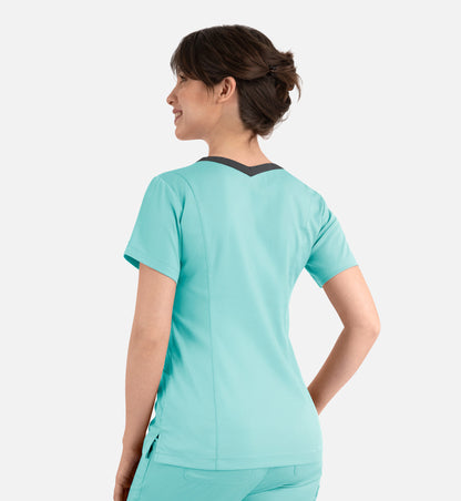 Women Maevn Matrix Contrast Double V-Neck Top 3502