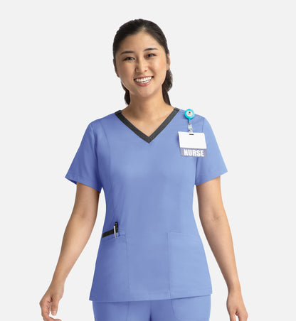 Women Maevn Matrix Contrast Double V-Neck Top 3502