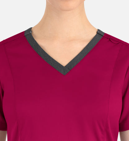 Women Maevn Matrix Contrast Double V-Neck Top 3502