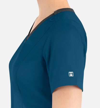 Women Maevn Matrix Contrast Double V-Neck Top 3502