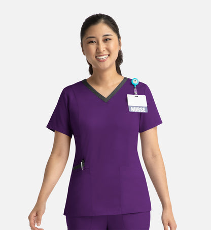 Women Maevn Matrix Contrast Double V-Neck Top 3502