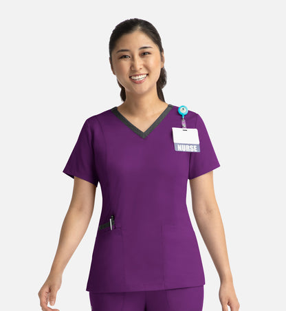 Women Maevn Matrix Contrast Double V-Neck Top 3502