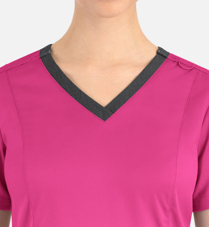 Women Maevn Matrix Contrast Double V-Neck Top 3502