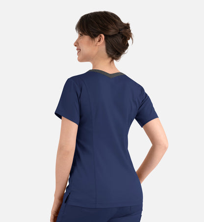 Women Maevn Matrix Contrast Double V-Neck Top 3502