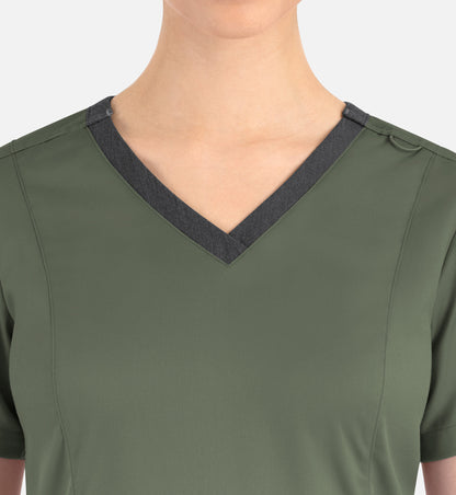 Women Maevn Matrix Contrast Double V-Neck Top 3502