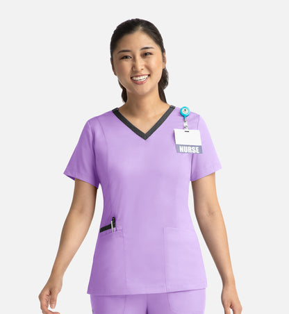 Women Maevn Matrix Contrast Double V-Neck Top 3502