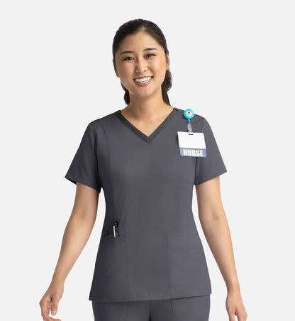 Women Maevn Matrix Contrast Double V-Neck Top 3502