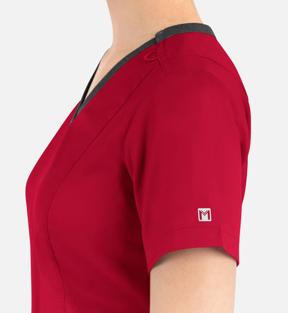 Women Maevn Matrix Contrast Double V-Neck Top 3502