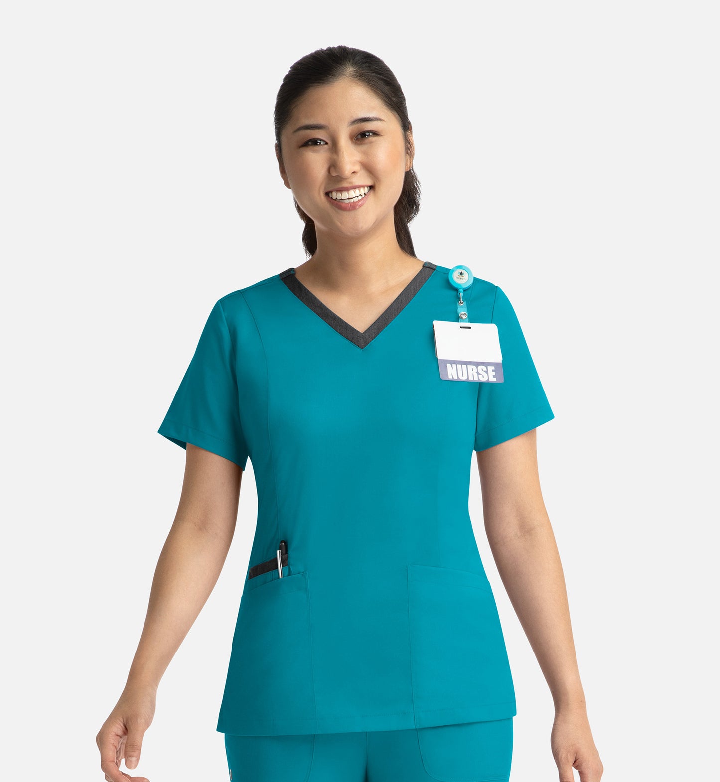 Women Maevn Matrix Contrast Double V-Neck Top 3502