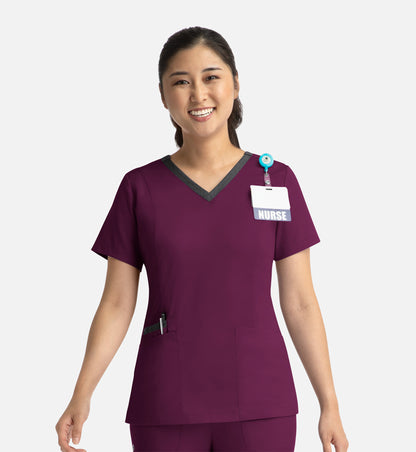 Women Maevn Matrix Contrast Double V-Neck Top 3502