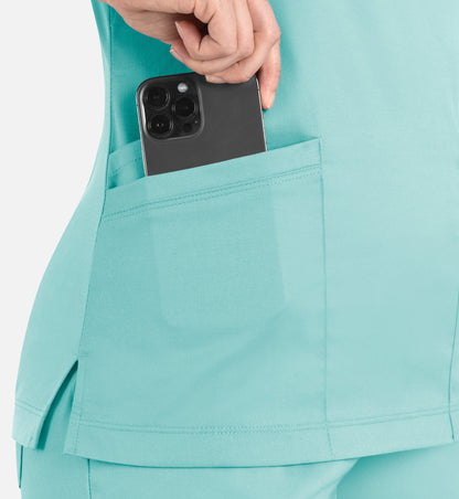 Women Maevn Matrix Curved Mock Wrap Top 3701