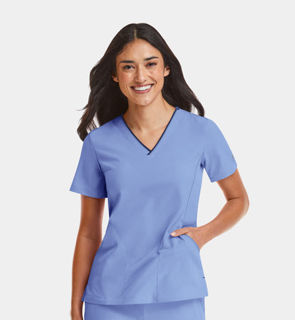 Women Maevn Matrix Impulse Contrast V-Neck Top 4510