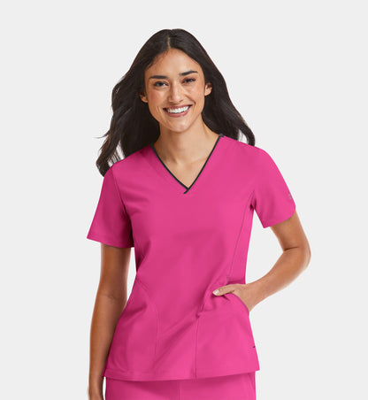 Women Maevn Matrix Impulse Contrast V-Neck Top 4510