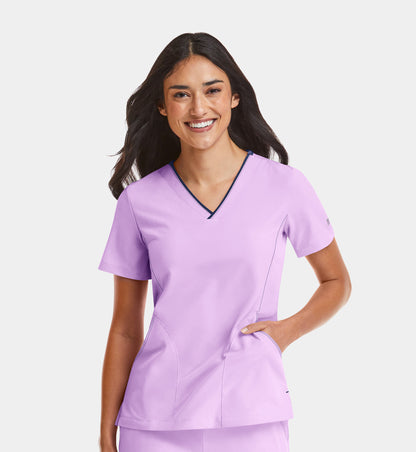 Women Maevn Matrix Impulse Contrast V-Neck Top 4510