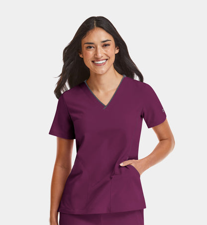 Women Maevn Matrix Impulse Contrast V-Neck Top 4510