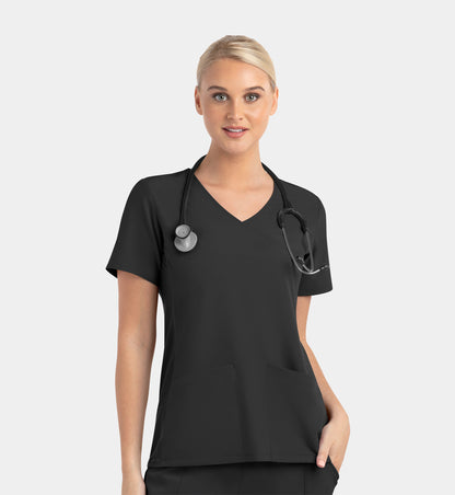 Women Maevn Matrix Impulse Mock Wrap Top with Contrast Knit Panels 4520