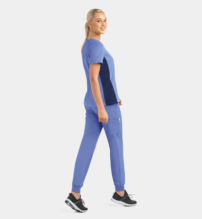 Women Maevn Matrix Impulse Mock Wrap Top with Contrast Knit Panels 4520