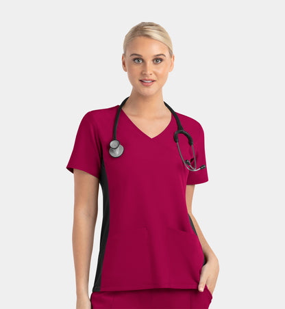 Women Maevn Matrix Impulse Mock Wrap Top with Contrast Knit Panels 4520