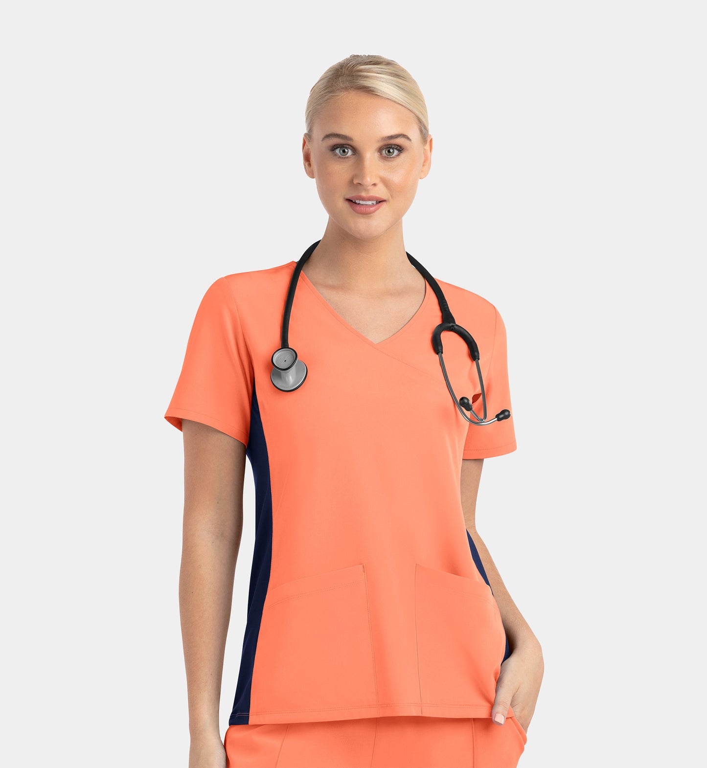 Women Maevn Matrix Impulse Mock Wrap Top with Contrast Knit Panels 4520