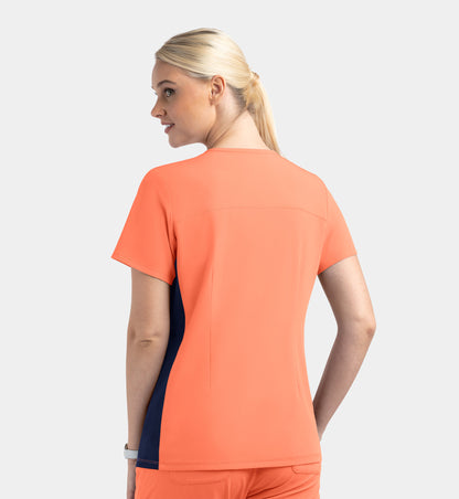 Women Maevn Matrix Impulse Mock Wrap Top with Contrast Knit Panels 4520