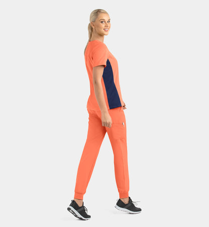 Women Maevn Matrix Impulse Mock Wrap Top with Contrast Knit Panels 4520