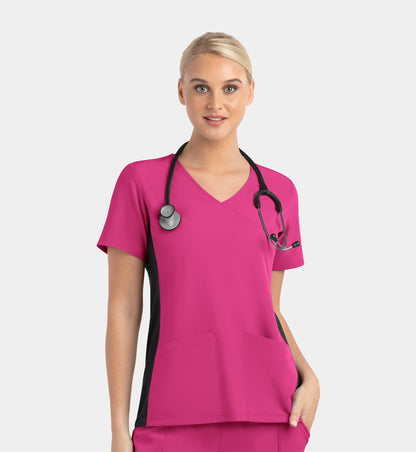 Women Maevn Matrix Impulse Mock Wrap Top with Contrast Knit Panels 4520