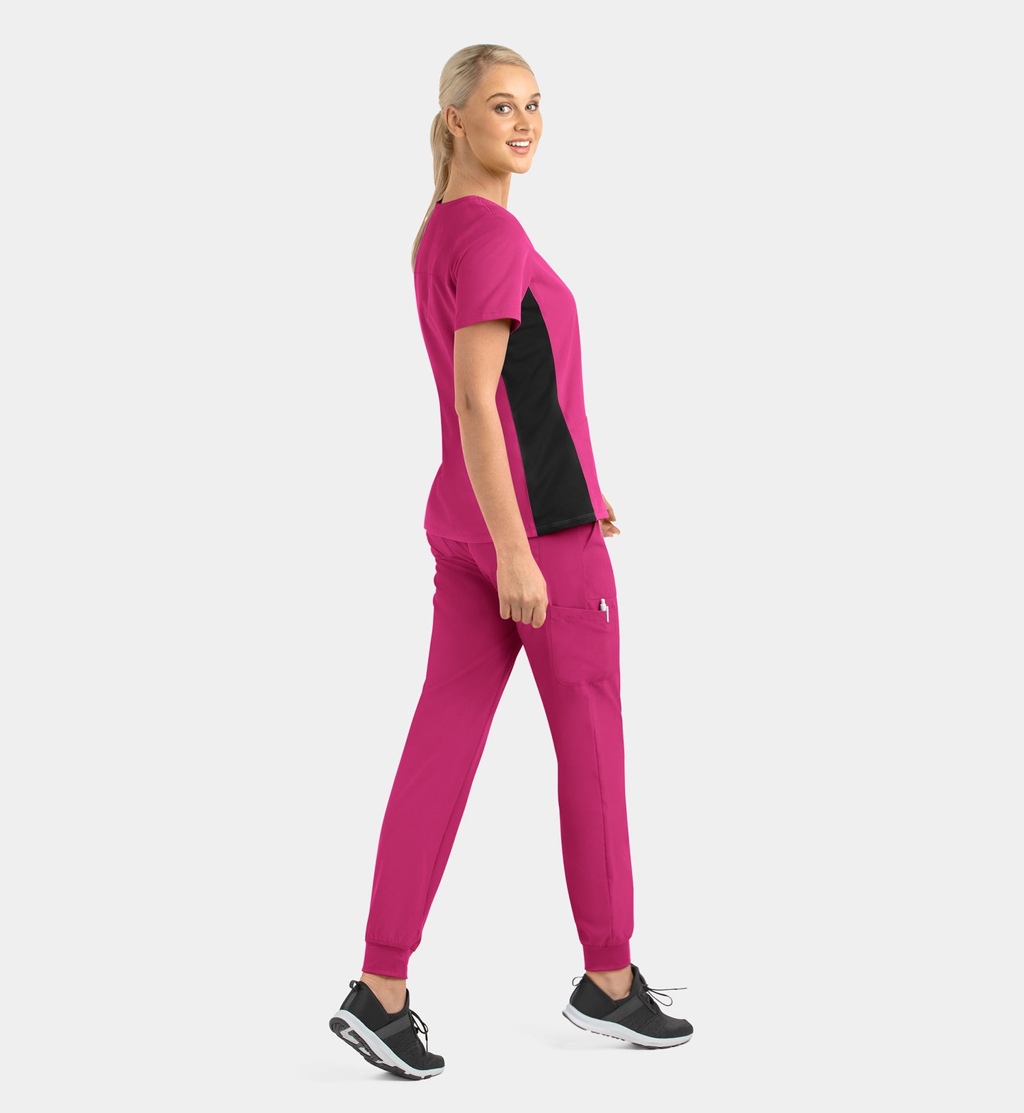 Women Maevn Matrix Impulse Mock Wrap Top with Contrast Knit Panels 4520