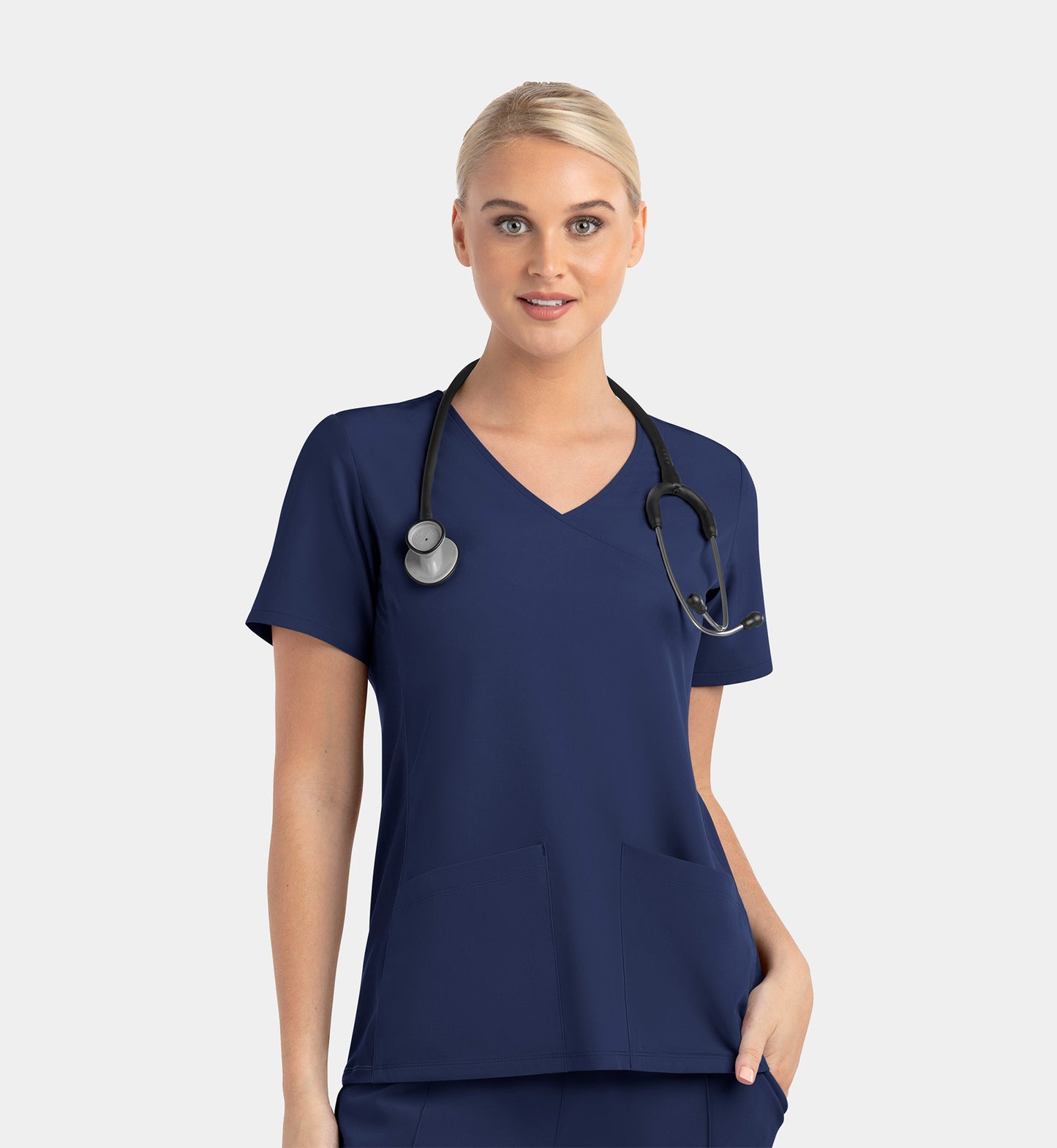 Women Maevn Matrix Impulse Mock Wrap Top with Contrast Knit Panels 4520