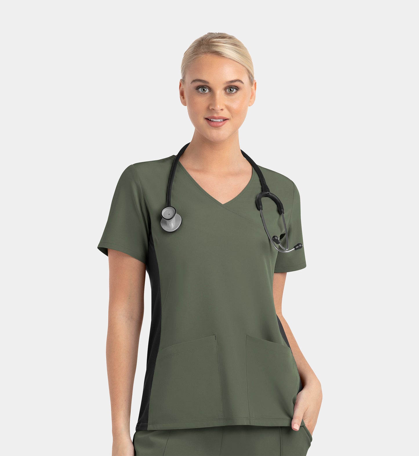 Women Maevn Matrix Impulse Mock Wrap Top with Contrast Knit Panels 4520