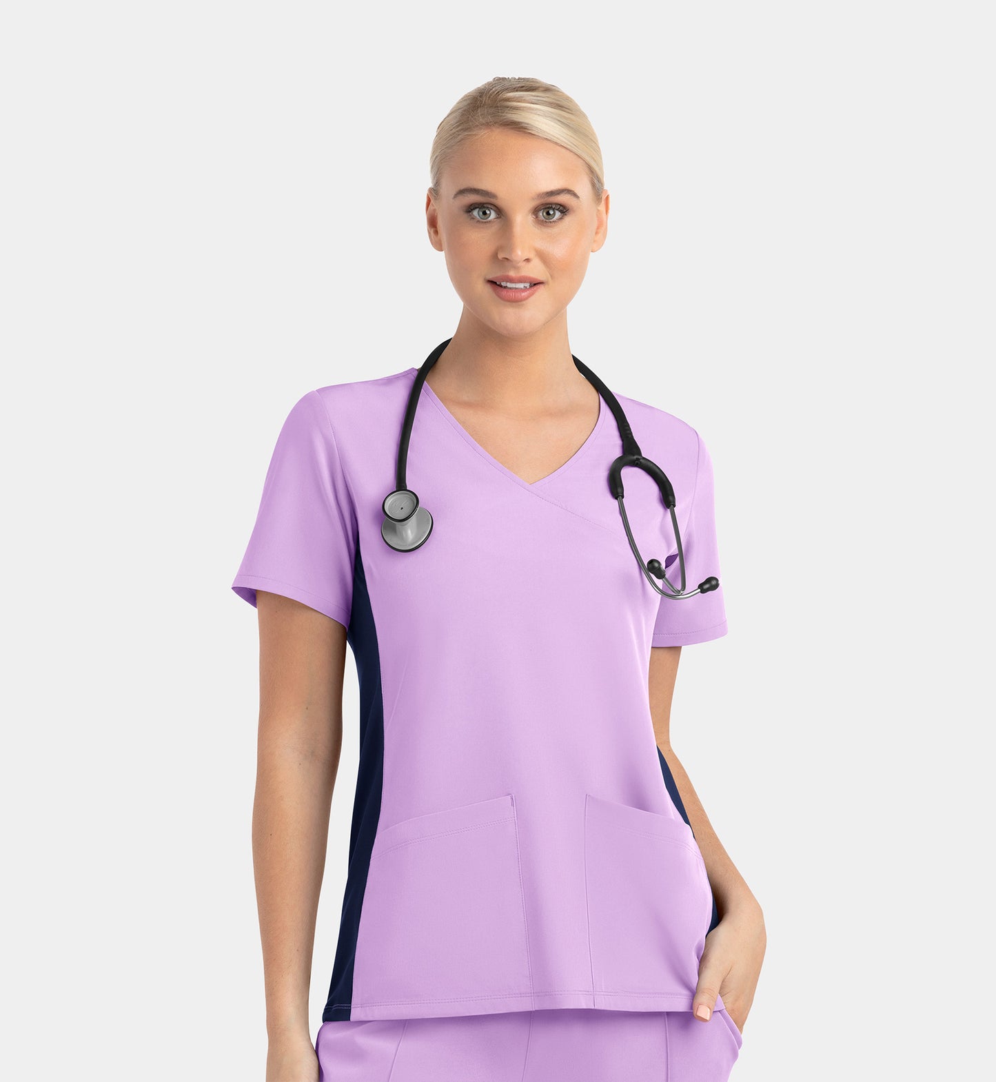 Women Maevn Matrix Impulse Mock Wrap Top with Contrast Knit Panels 4520