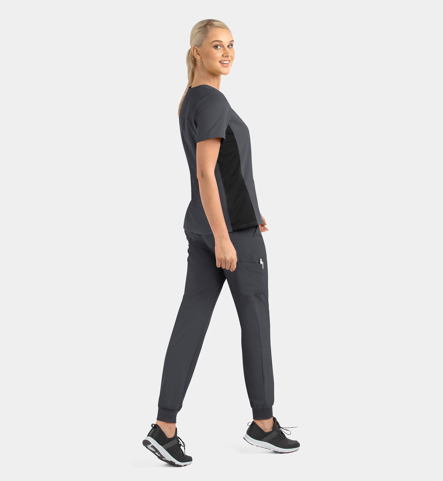 Women Maevn Matrix Impulse Mock Wrap Top with Contrast Knit Panels 4520