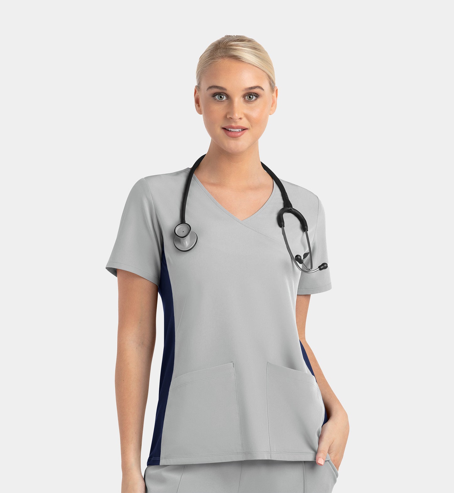 Women Maevn Matrix Impulse Mock Wrap Top with Contrast Knit Panels 4520