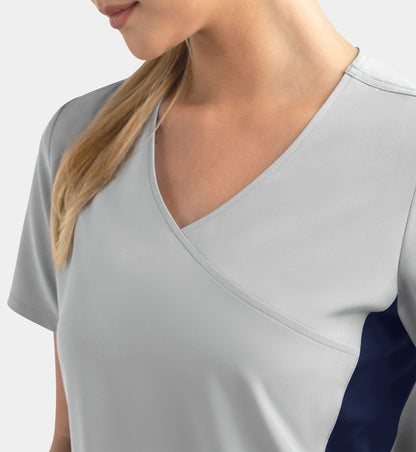 Women Maevn Matrix Impulse Mock Wrap Top with Contrast Knit Panels 4520