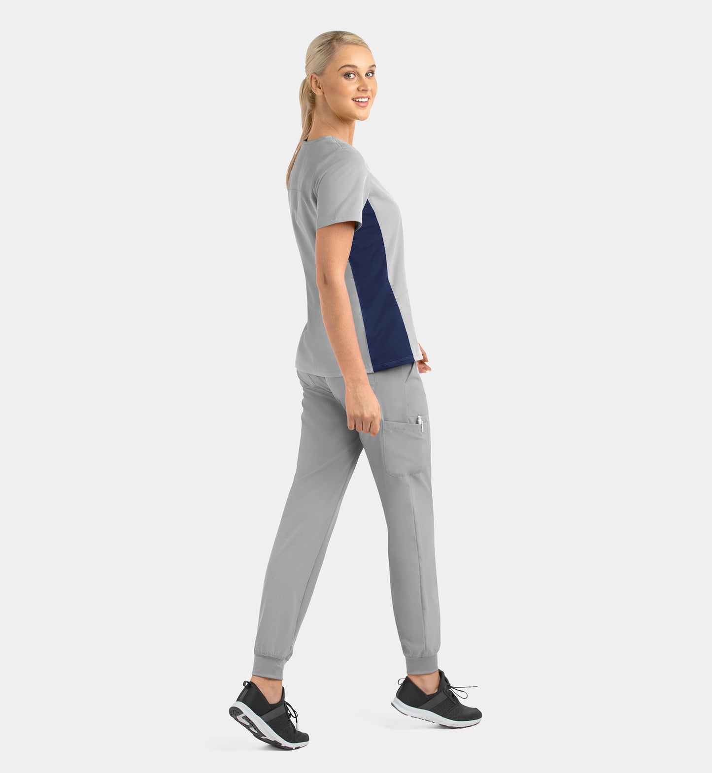 Women Maevn Matrix Impulse Mock Wrap Top with Contrast Knit Panels 4520