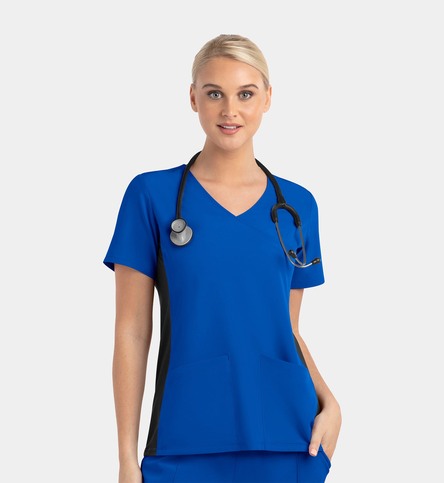 Women Maevn Matrix Impulse Mock Wrap Top with Contrast Knit Panels 4520