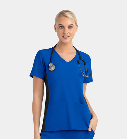 Women Maevn Matrix Impulse Mock Wrap Top with Contrast Knit Panels 4520