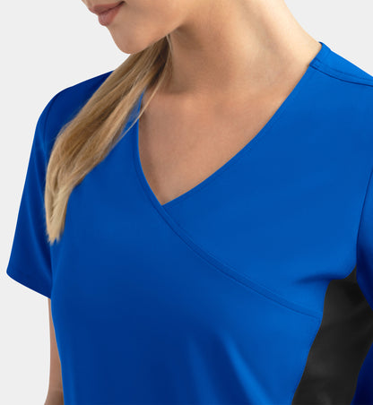 Women Maevn Matrix Impulse Mock Wrap Top with Contrast Knit Panels 4520