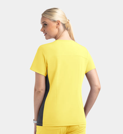 Women Maevn Matrix Impulse Mock Wrap Top with Contrast Knit Panels 4520