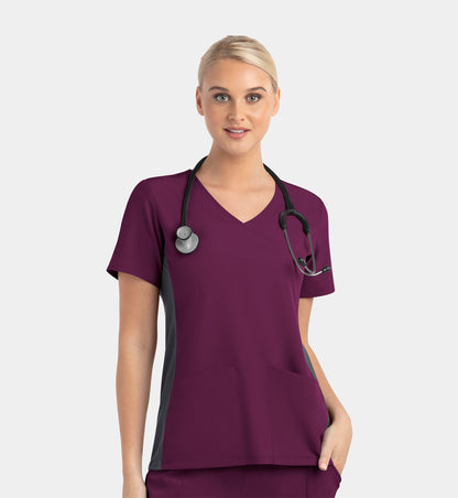 Women Maevn Matrix Impulse Mock Wrap Top with Contrast Knit Panels 4520