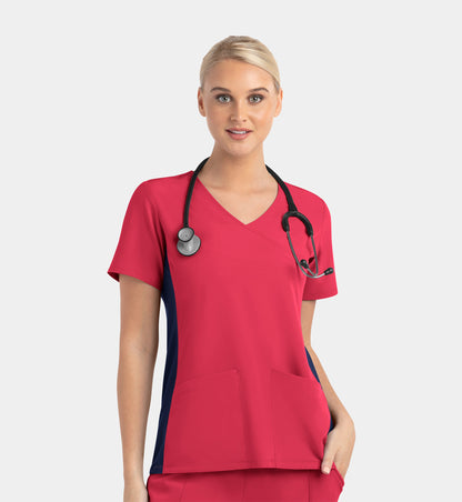 Women Maevn Matrix Impulse Mock Wrap Top with Contrast Knit Panels 4520