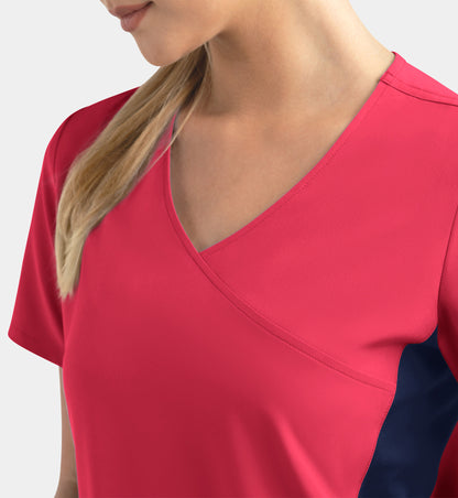 Women Maevn Matrix Impulse Mock Wrap Top with Contrast Knit Panels 4520