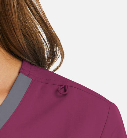 Women Maevn Momentum Mock Wrap Top with Contrast Trim 5004