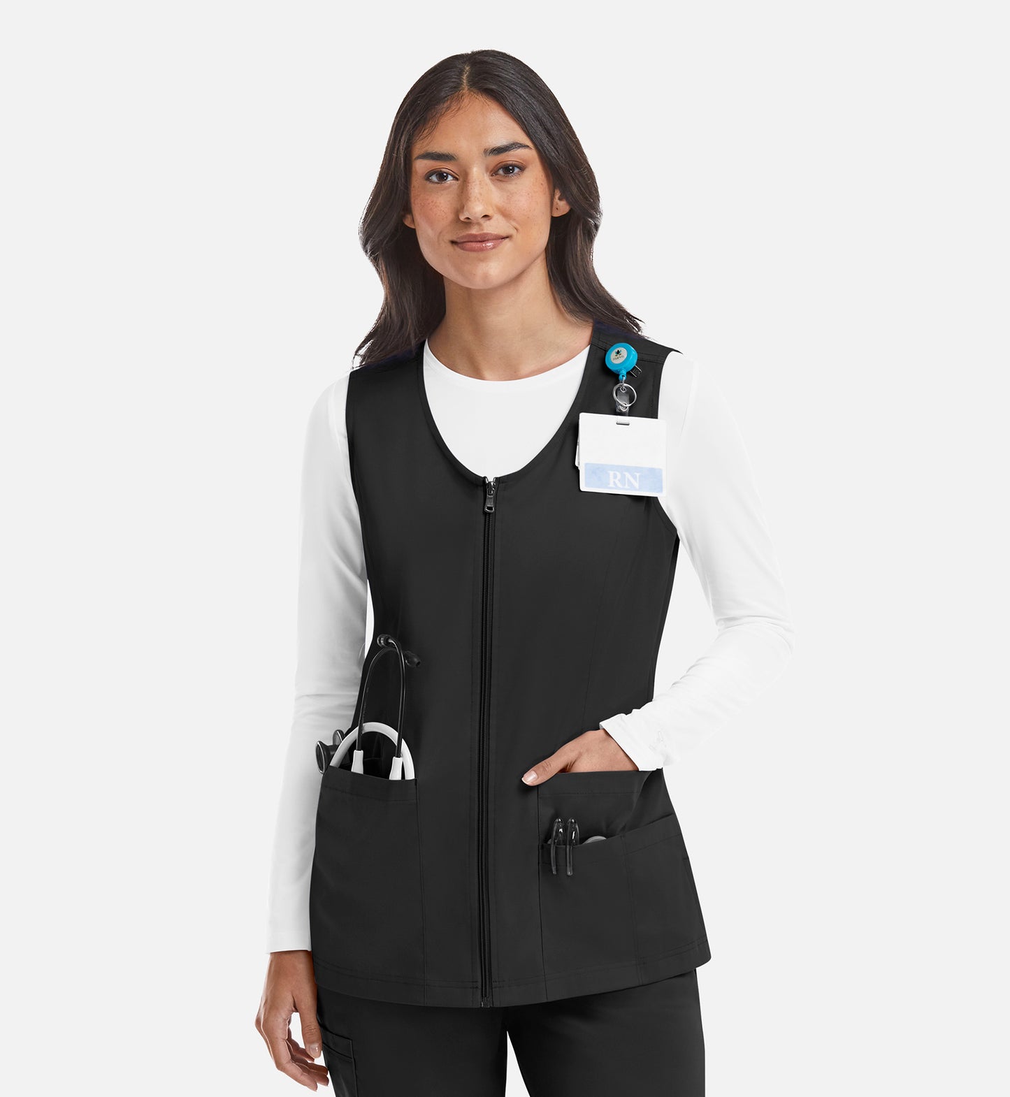 Women Maevn Matrix  V-Neck Zip Front Vest 7711